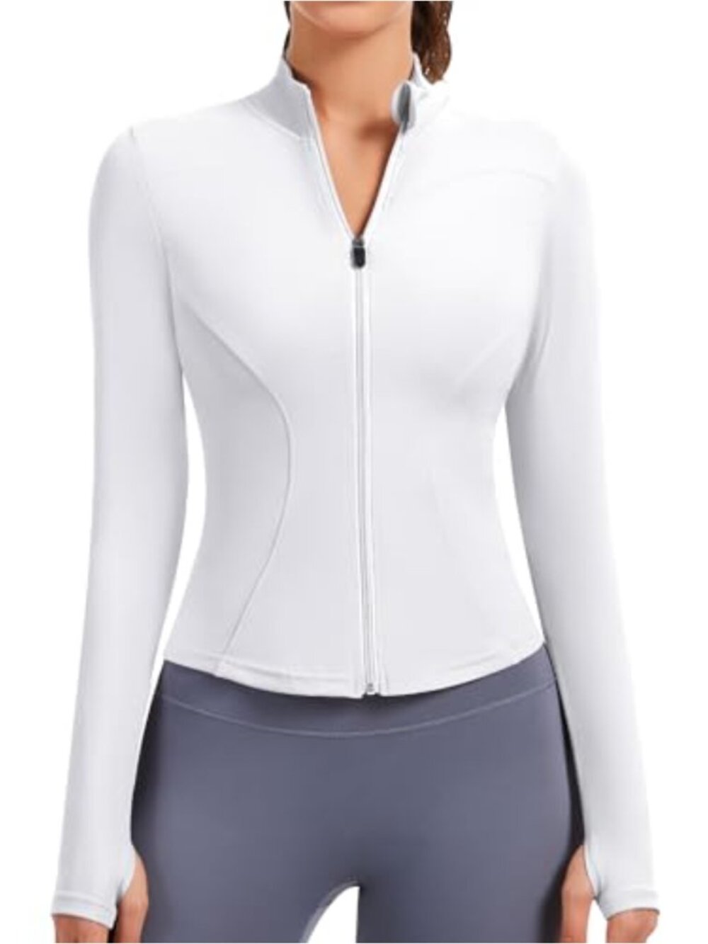 Full Zip Athletic Jacket for Women Lightweight Workout Running Yoga with Thumb